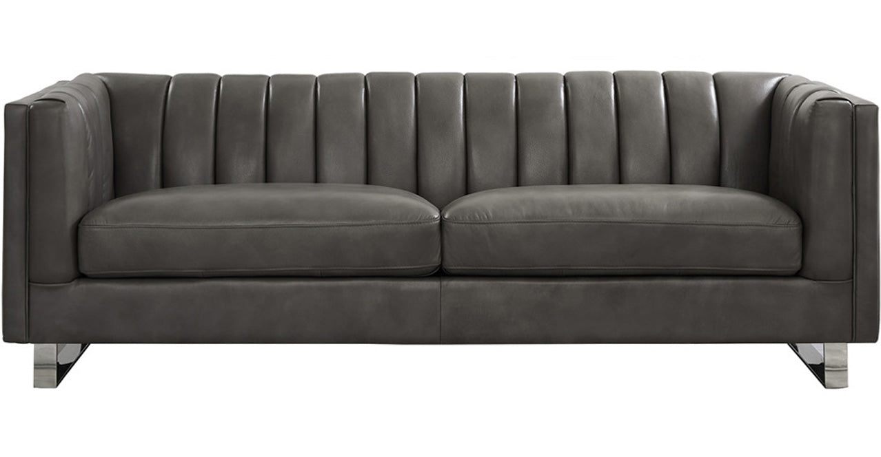 Portia Leather Sofa Collection, Chatham Gray